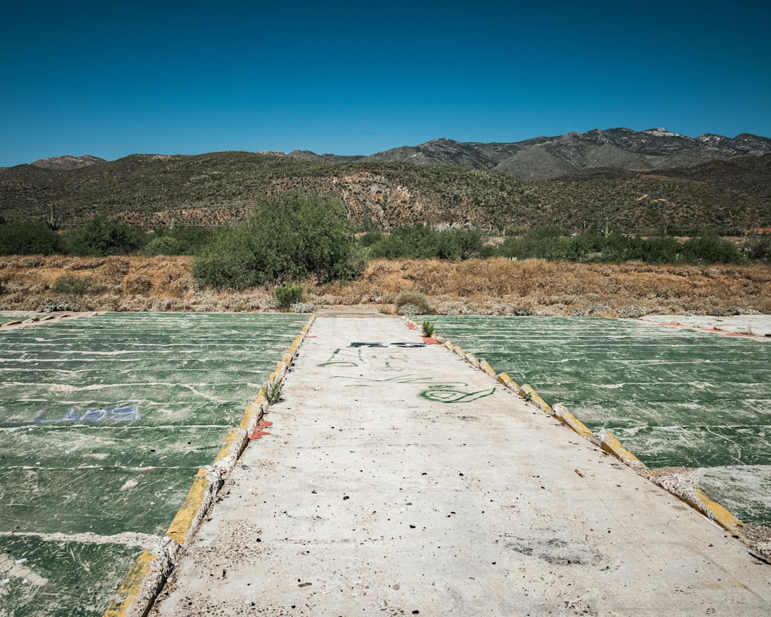 A photo illustrating Arizona site prep such as grading, trenching, and utility runs on a desert lot