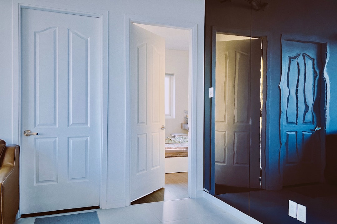 Interior door styles in a new build showing hinged, pocket, and barn doors